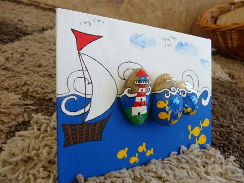 Kamínkový obrázek – “Život na moři”